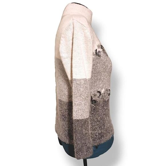 VTG Garland Soft Silk Nylon Angora Lambswool Mock Neck Sweater Flowers Size S - Picture 5 of 7